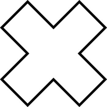 Simple geometric abstract shape representing a cross or multiplication symbol with a dotted outline on a white background vector