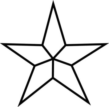 Geometric five pointed star outline with clean lines on white background vector