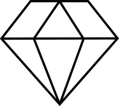 Simple geometric outline of a faceted diamond shape with clean lines and sharp angles on a white background vector