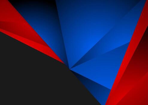 Blue and red minimal low poly abstract tech corporate background vector