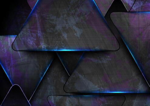 Abstract triangles with neon highlights vector