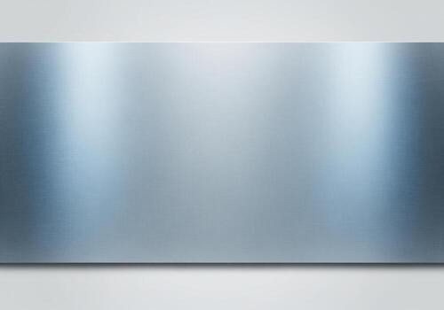 Smooth polished silver metal plate texture banner on light gray background for design use photo