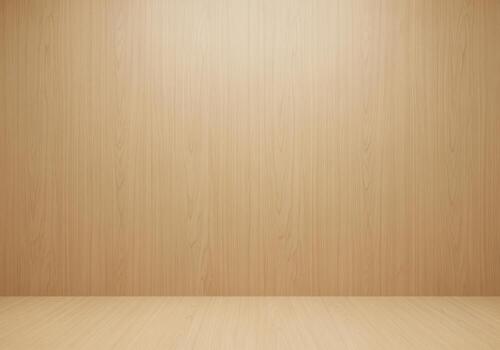 Empty wooden room interior with light beige maple texture wall and floor backdrop photo