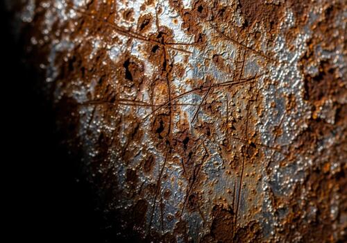 Abstract texture of severe rust corrosion on scratched metallic industrial surface photo
