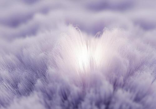 Glowing light bursting through soft purple abstract texture of fluffy synthetic fibers photo