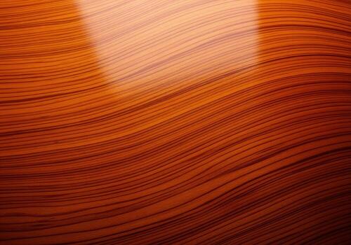 Abstract rich brown polished wood grain texture background with smooth wavy lines photo