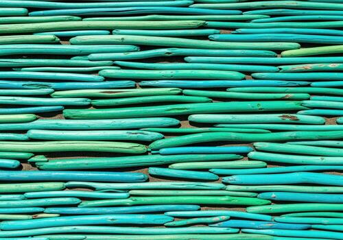 texturizado modelo antecedentes hecho de horizontal verde azulado y agua regenerado madera flotante foto