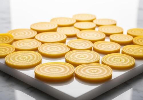 vibrante macro Disparo de pelado dorado remolacha rebanadas demostración concéntrico anillos foto