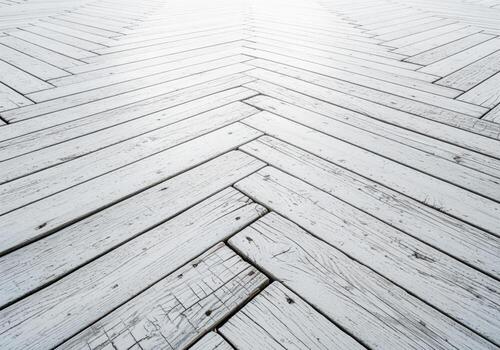Rustic white wood floor texture background with herringbone pattern design surface photo