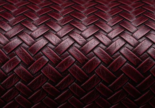 Rich distressed deep burgundy braided leather texture background pattern close up photo