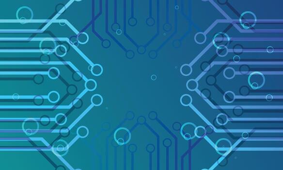 Digital Circuitry Grid with Blue Gradient and Futuristic Tech Connections vector