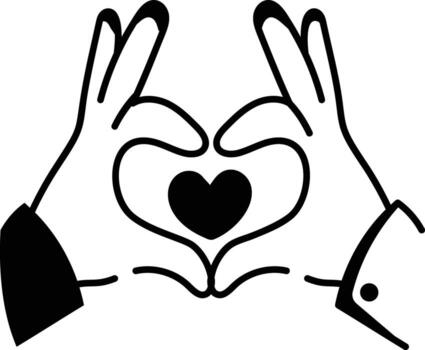 A sketchy style icon representing heart gesture vector