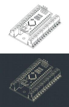 arduino nano io proteger y arduino nano isométrica dibujos vector
