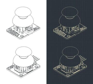 Joystick module for arduino isometric drawings vector
