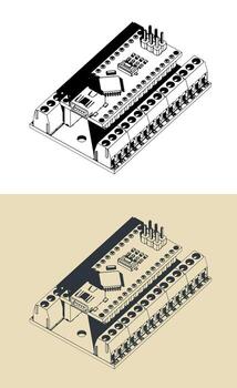 Arduino nano IO shield with the Arduino nano board vector