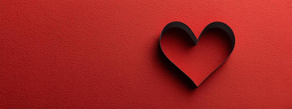 Red Heart Shape Crafted From Black Paper on a Textured Background in a Minimalist Design photo