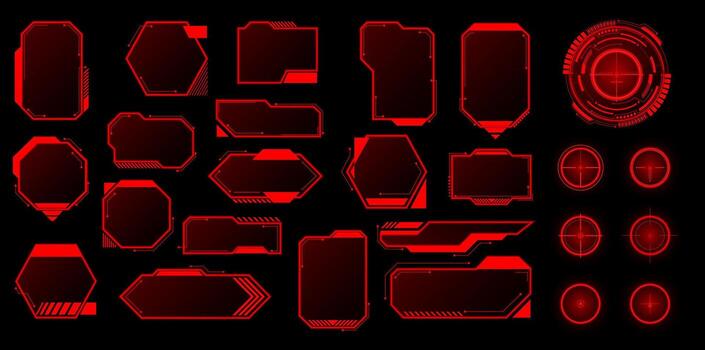 Dynamic red hud elements designed for an action-packed gaming experience with futuristic style vector