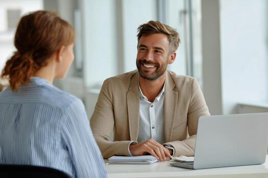 Smiling Business Meeting in a Modern Office During the Day photo