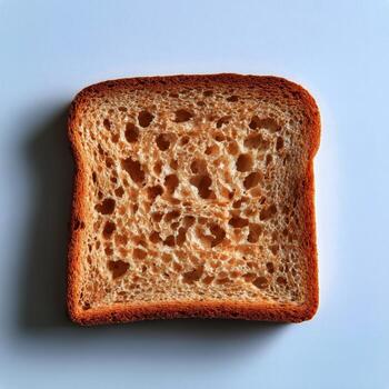 Toasted Bread Slice With Visible Texture and Golden-Brown Crust on Light Background photo