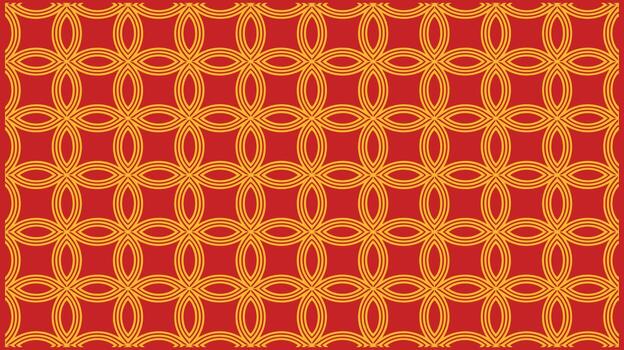 Seamless Red and Gold Geometric Pattern with Interlocking Oval Shapes Keywords pattern, geometric, seamless, background, texture, red, gold, yellow, interlocking, oval, vector