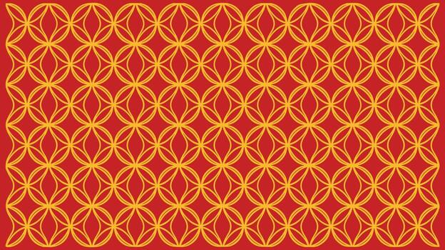 Seamless Red and Gold Geometric Pattern with Interlocking Oval Shapes Keywords pattern, geometric, seamless, background, texture, red, gold, yellow, interlocking, oval, shape, design, abstract vector