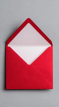 Bright Red Envelope Ready to Hold a Special Message or Invitation for a Meaningful Occasion photo