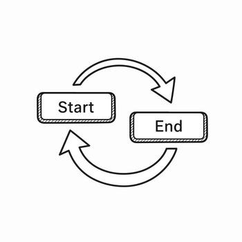 Start and End Cycle Diagram with Arrows - Business Process Flow vector