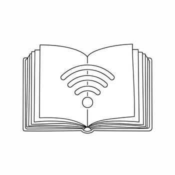 abierto libro con Wifi símbolo, representando digital aprendizaje y conocimiento vector