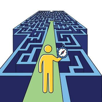 Navigating the Complex Maze A Journey of Strategy and Direction vector