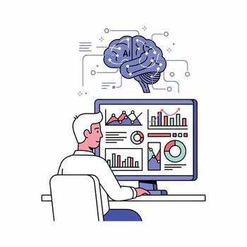 artificial inteligencia y datos análisis un digital interfaz vector
