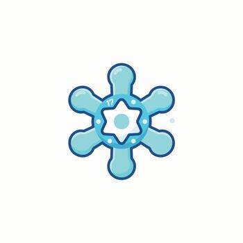 Cooling System Component Icon Stylized Blue Snowflake or Hexagonal Valve for Temperature Control vector