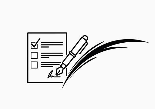 Signatures and Checkboxes on Document with Pen vector