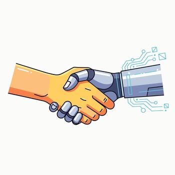 Human and Robotic Handshake A Symbol of Technology and Connection vector