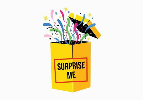 Surprise box with exploding colorful confetti and streamers vector
