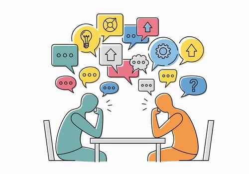 Brainstorming session with diverse ideas and creative problem-solving vector