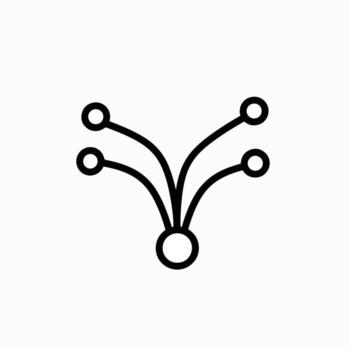 Abstract branching network of circles and lines on white background vector