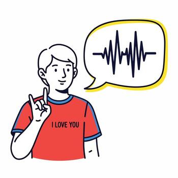 Man communicating through sign language with sound wave illustration vector