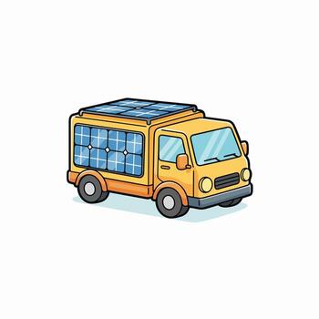 Eco-Friendly Solar Panel Truck Sustainable Transportation Concept vector