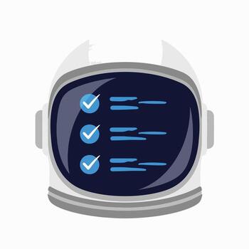 Astronaut Helmet Displaying Task List and Checkmarks vector