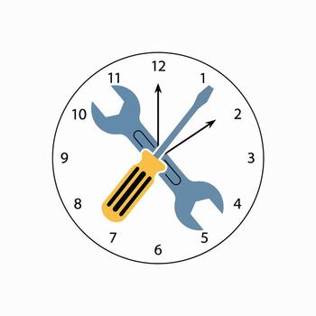 Tools and Time A Clock Face With Tools Illustrating a Concept vector