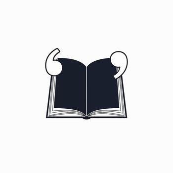 Open Book with Quotation Marks - Symbolizing Knowledge and Ideas vector