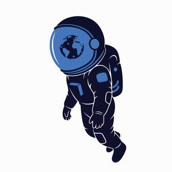 Astronaut floating in space with Earth reflected in helmet vector