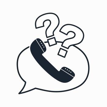 cliente Servicio y comunicación concepto con teléfono y pregunta marcas vector