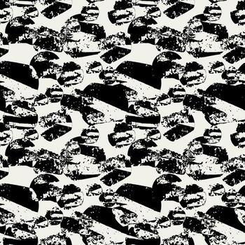 sin costura negro y blanco resumen modelo con negrita texturizado circular y cepillo elementos. moderno mínimo diseño para moda, embalaje, y contemporáneo antecedentes vector