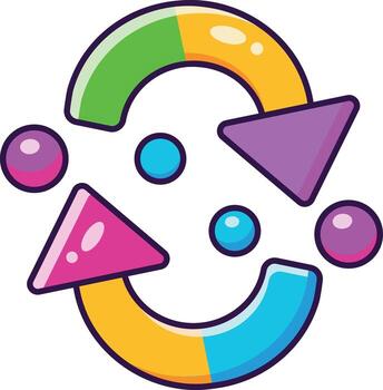 A flat style icon representing syncing vector