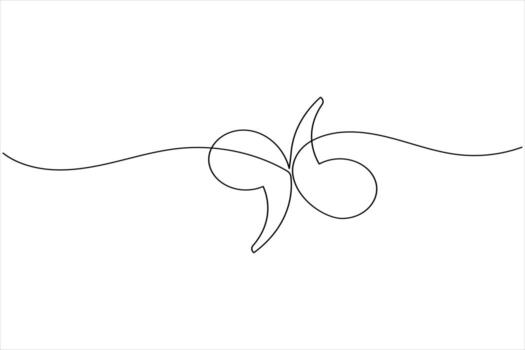 Single line quote mark drawing simple outline design vector