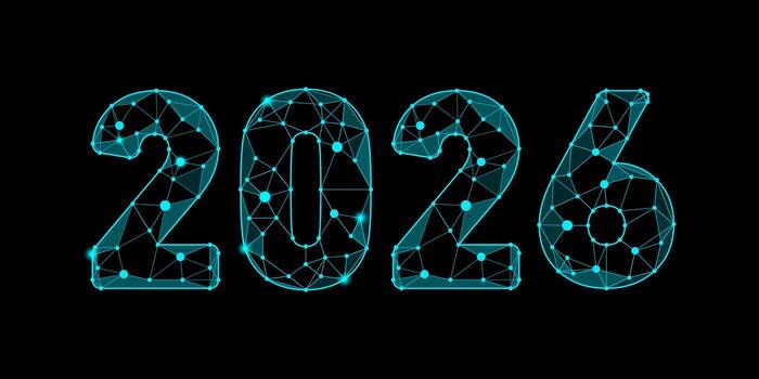 2026 Digital Network Numbers Futuristic Technology Concept vector