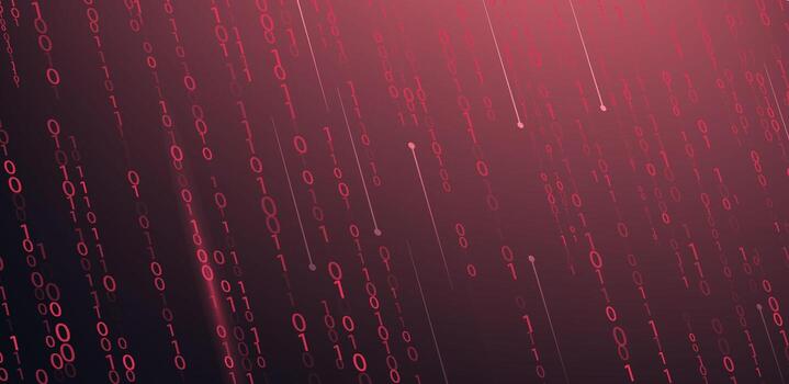 Red Binary Code 0, 1 Digital Data Stream Background vector