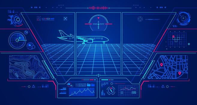 Futuristic flight control dashboard design vector