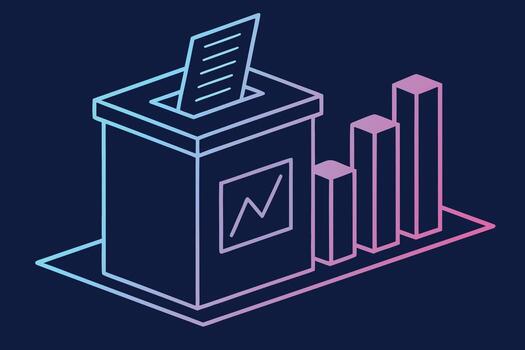 A box with a voting box and a bar graph vector